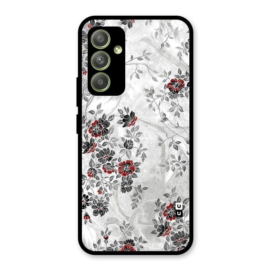 Pleasing Grey Floral Glass Back Case for Galaxy A54