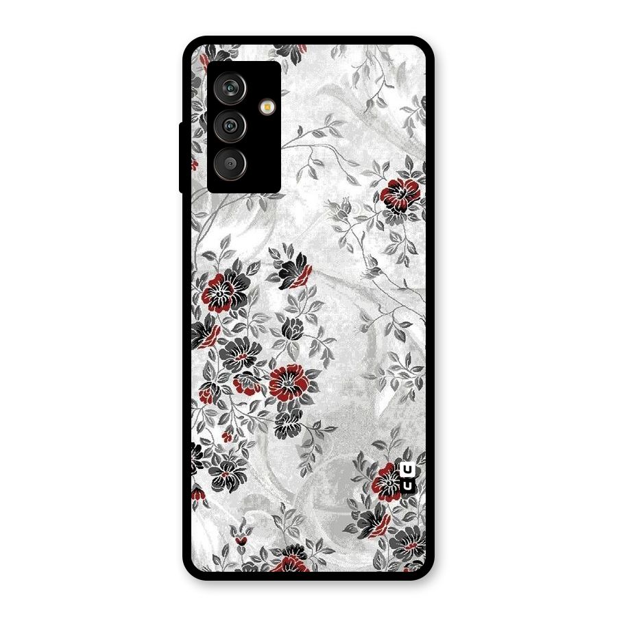 Pleasing Grey Floral Glass Back Case for Galaxy M13