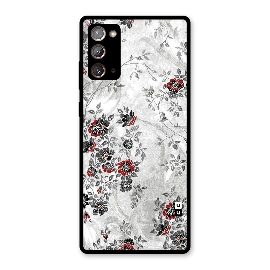 Pleasing Grey Floral Glass Back Case for Galaxy Note 20