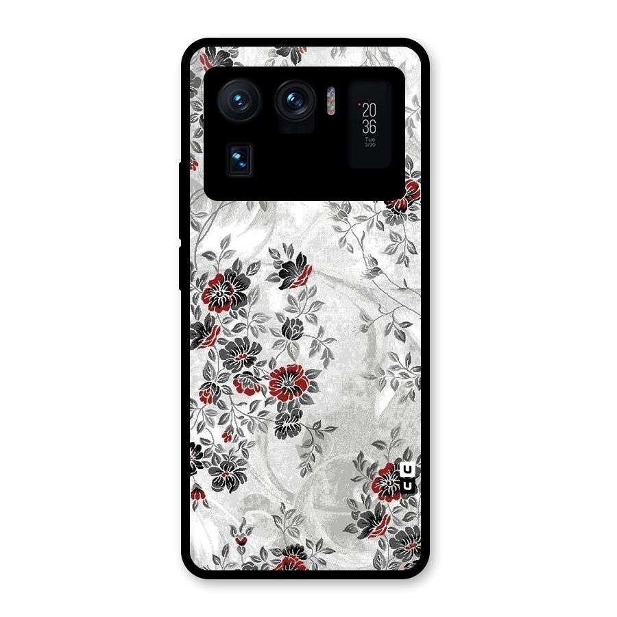 Pleasing Grey Floral Glass Back Case for Mi 11 Ultra