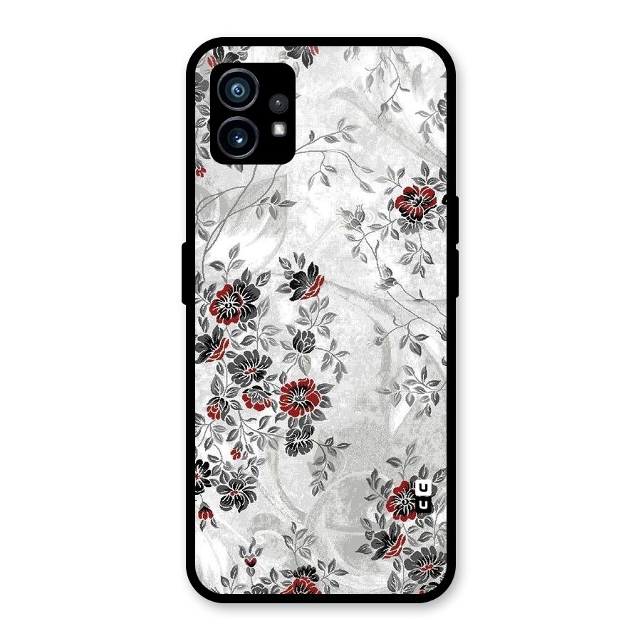 Pleasing Grey Floral Glass Back Case for Nothing Phone 1