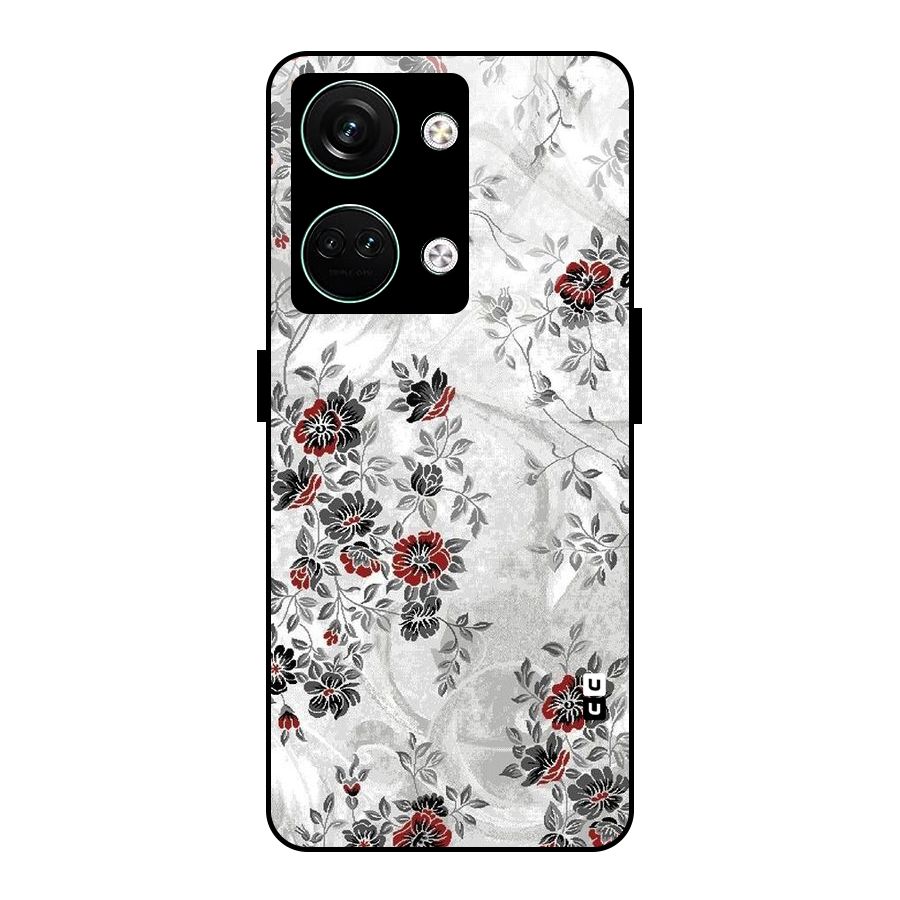 Pleasing Grey Floral Glass Back Case for Oneplus Nord 3