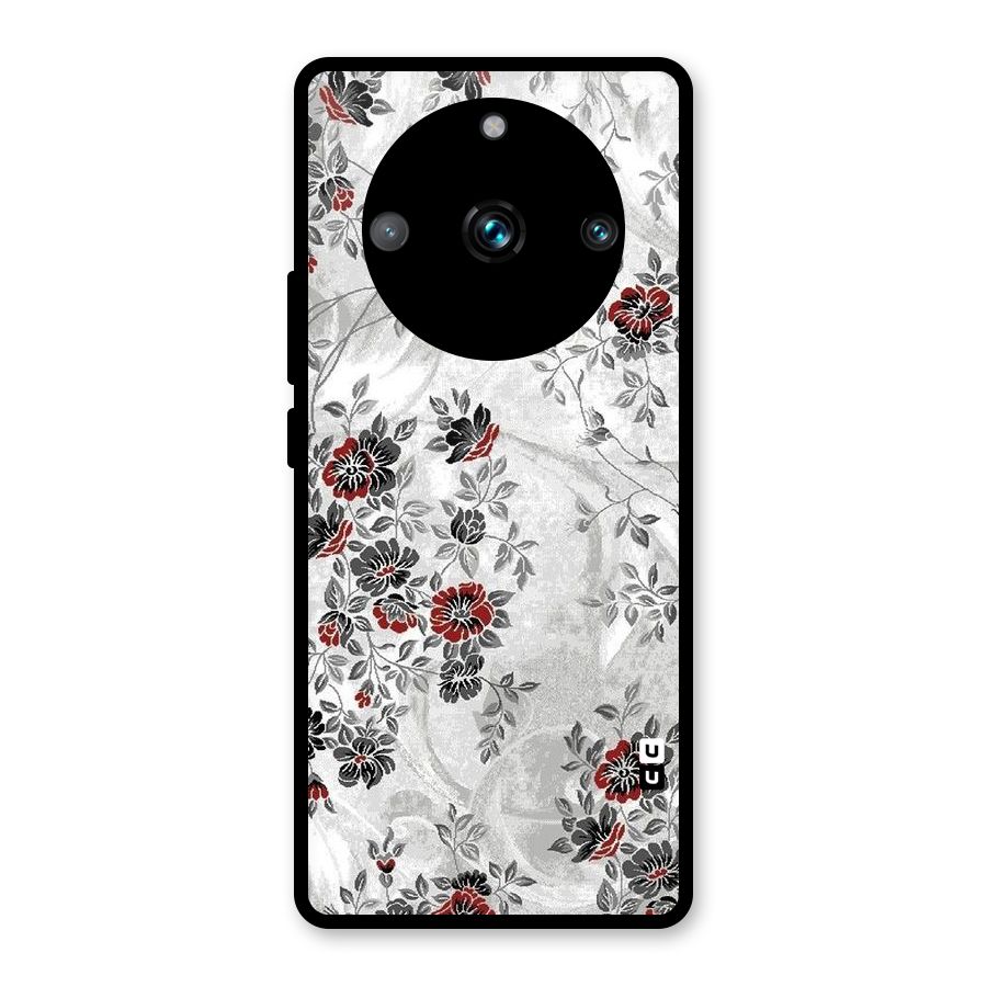 Pleasing Grey Floral Glass Back Case for Realme 11 Pro Plus