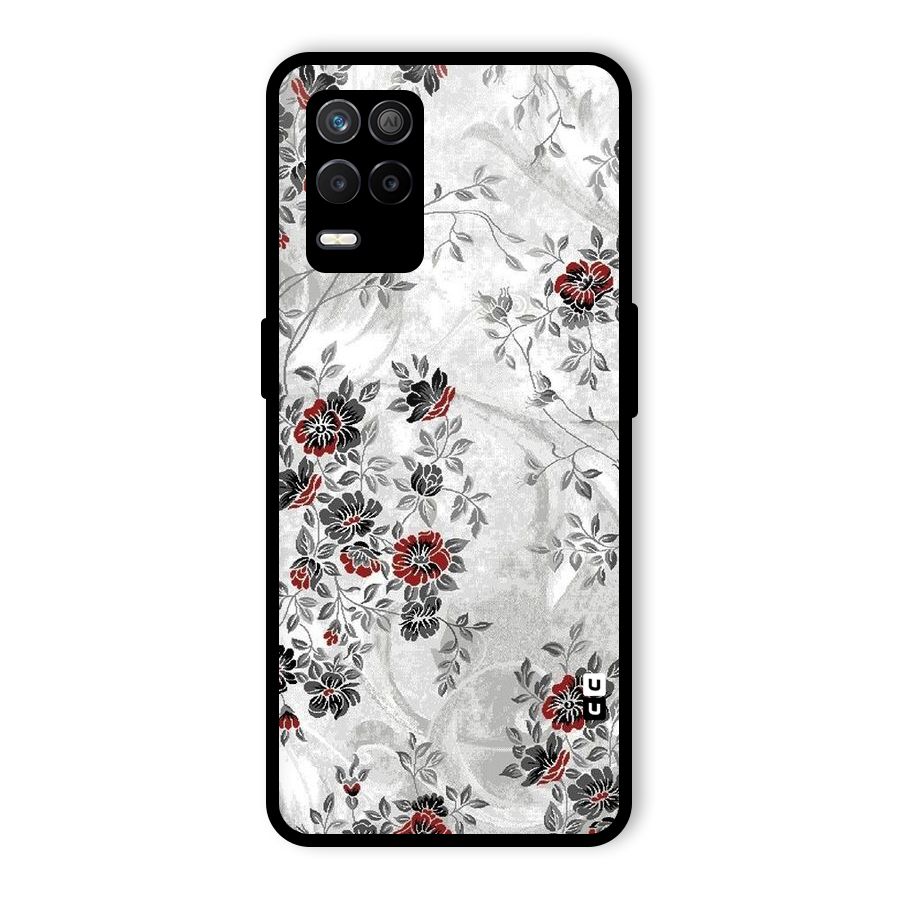 Pleasing Grey Floral Glass Back Case for Realme 8s 5G
