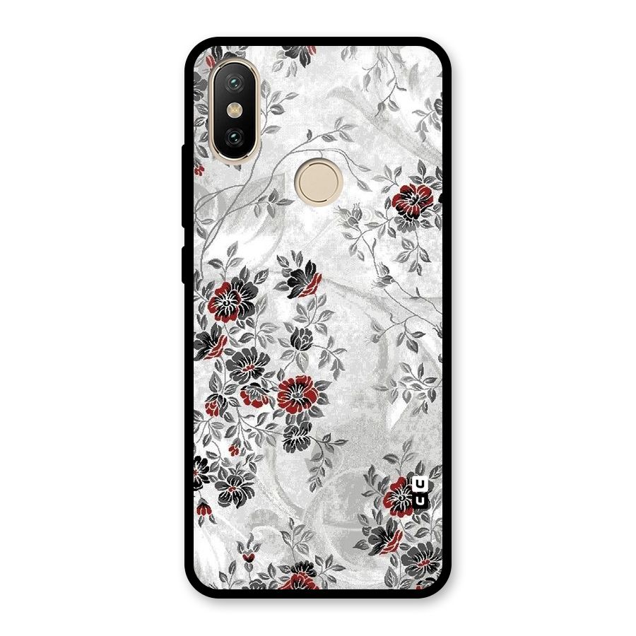 Pleasing Grey Floral Glass Back Case for Redmi A2