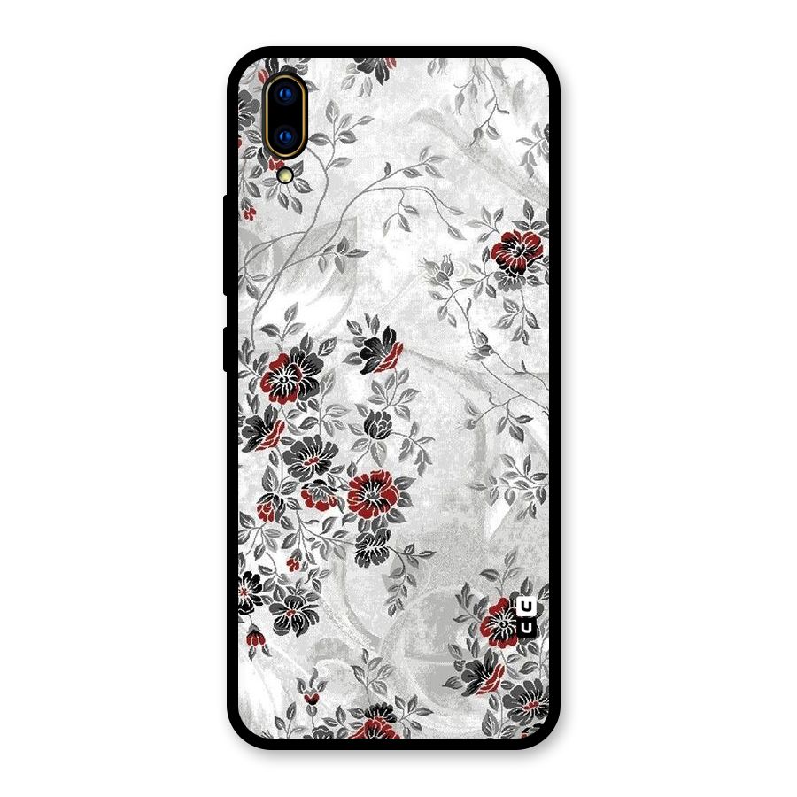 Pleasing Grey Floral Glass Back Case for Vivo V11 Pro