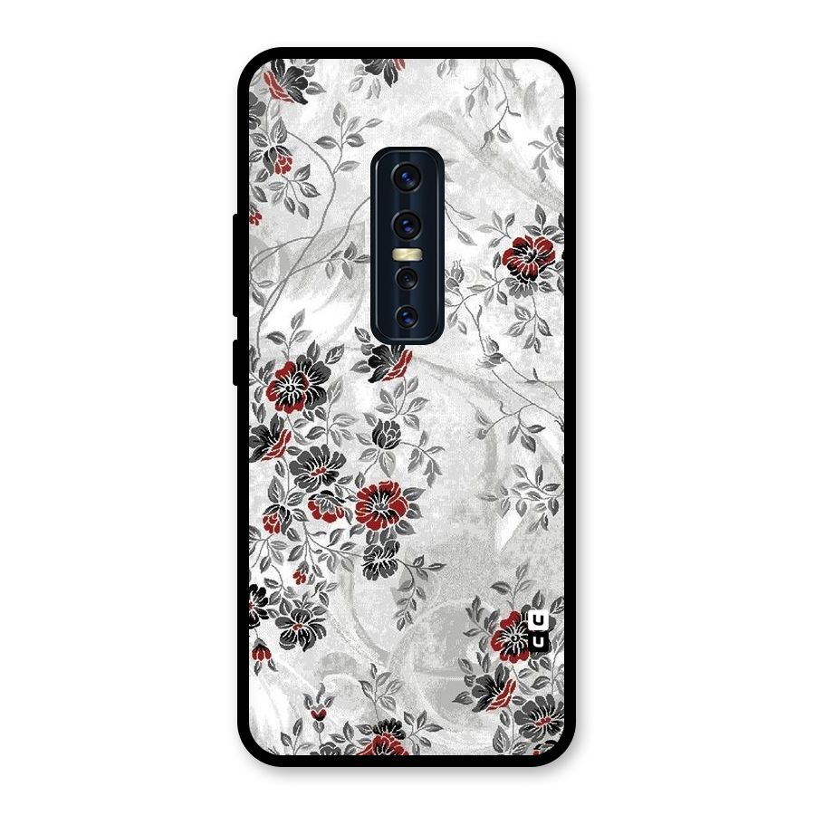 Pleasing Grey Floral Glass Back Case for Vivo V17 Pro