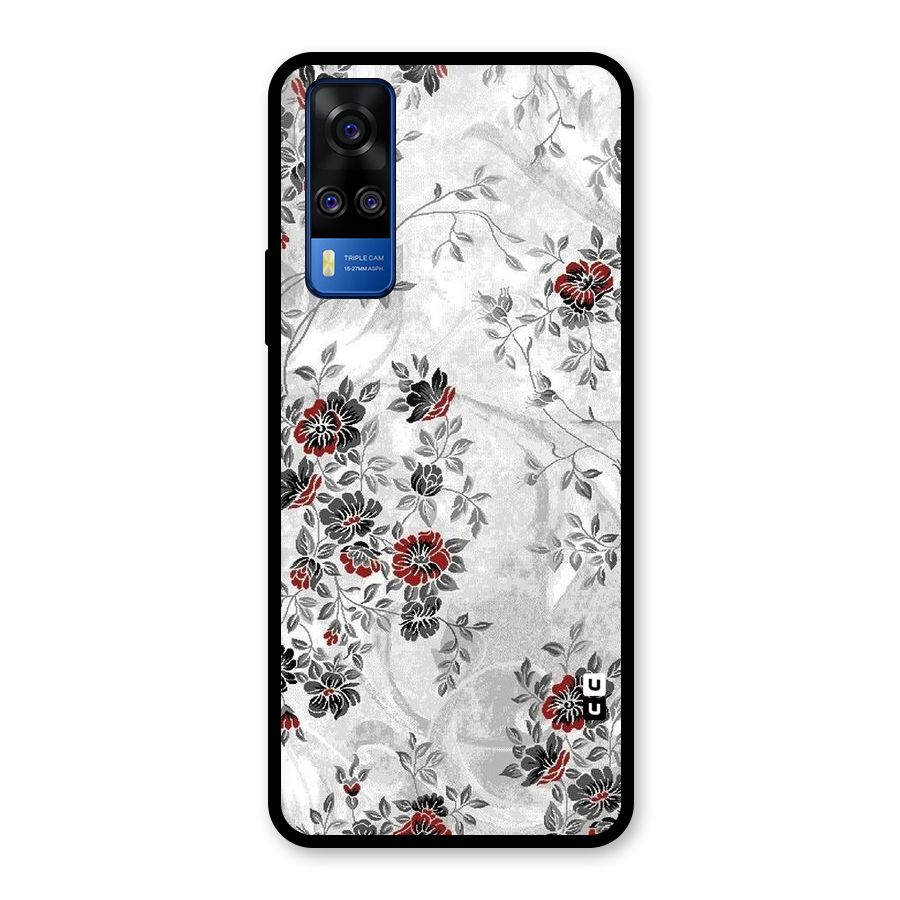 Pleasing Grey Floral Glass Back Case for Vivo Y31