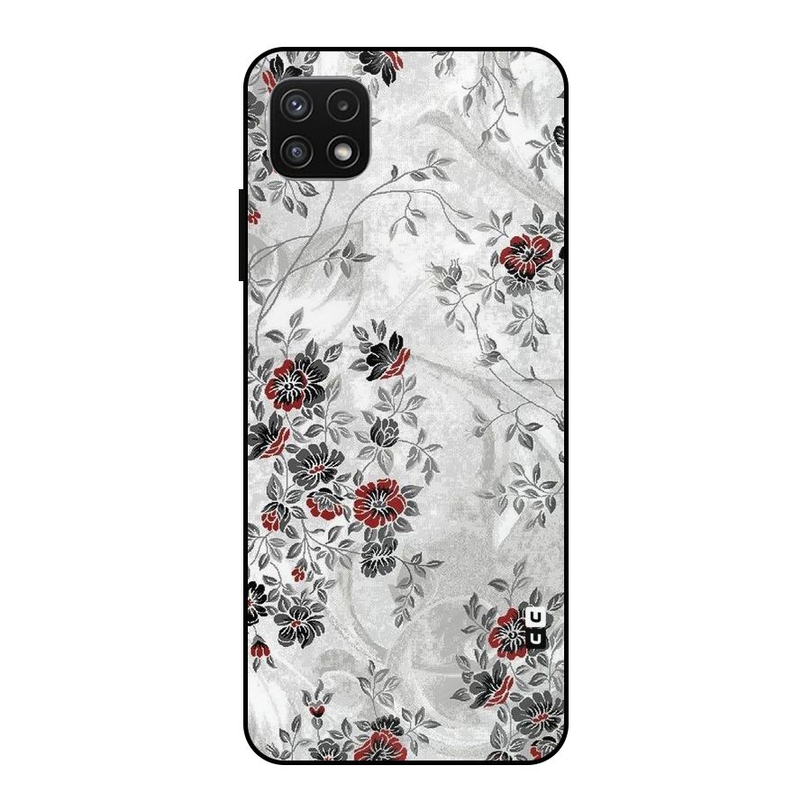 Pleasing Grey Floral Metal Back Case for Galaxy A22 5G