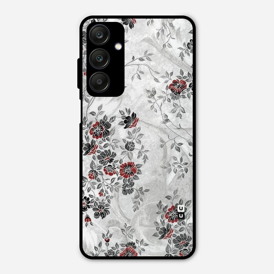 Pleasing Grey Floral Metal Back Case for Galaxy A25 5G