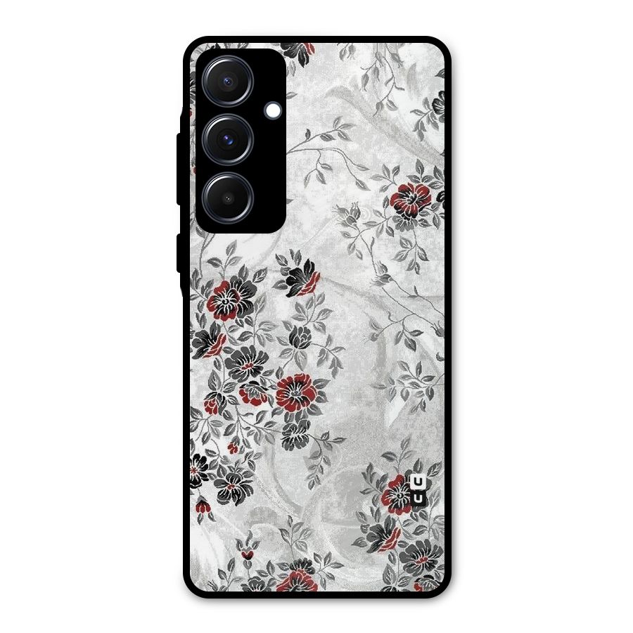 Pleasing Grey Floral Metal Back Case for Galaxy A55