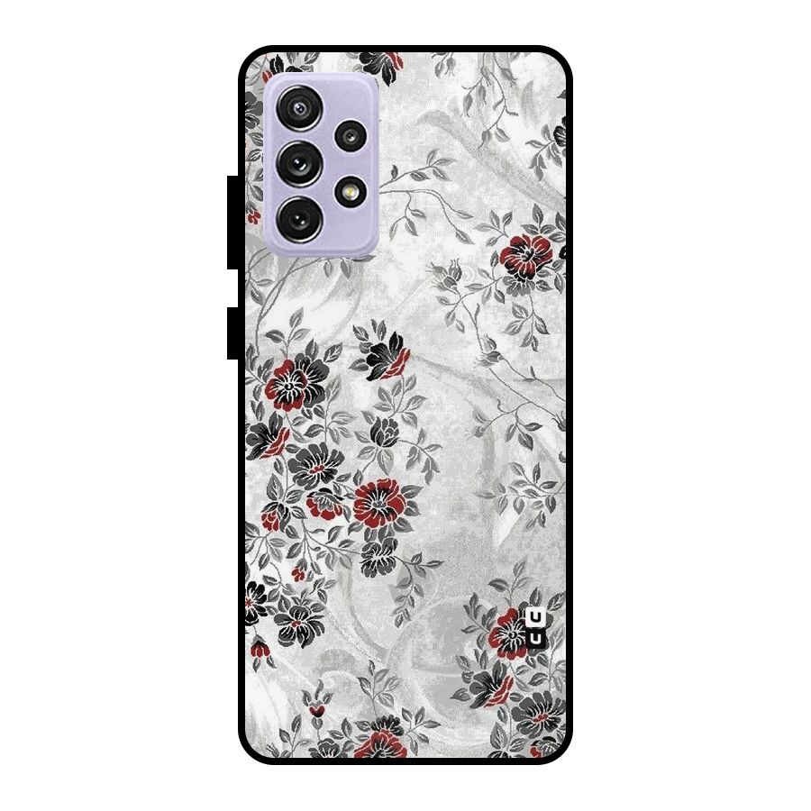 Pleasing Grey Floral Metal Back Case for Galaxy A72