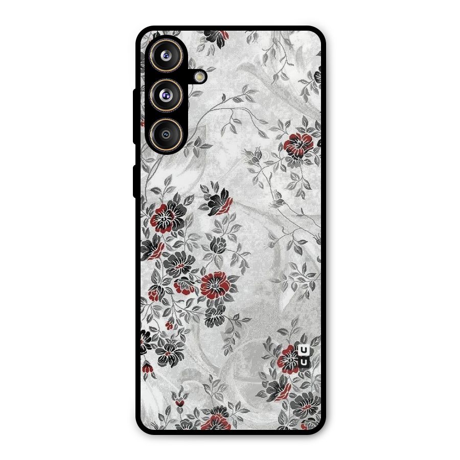 Pleasing Grey Floral Metal Back Case for Galaxy F55