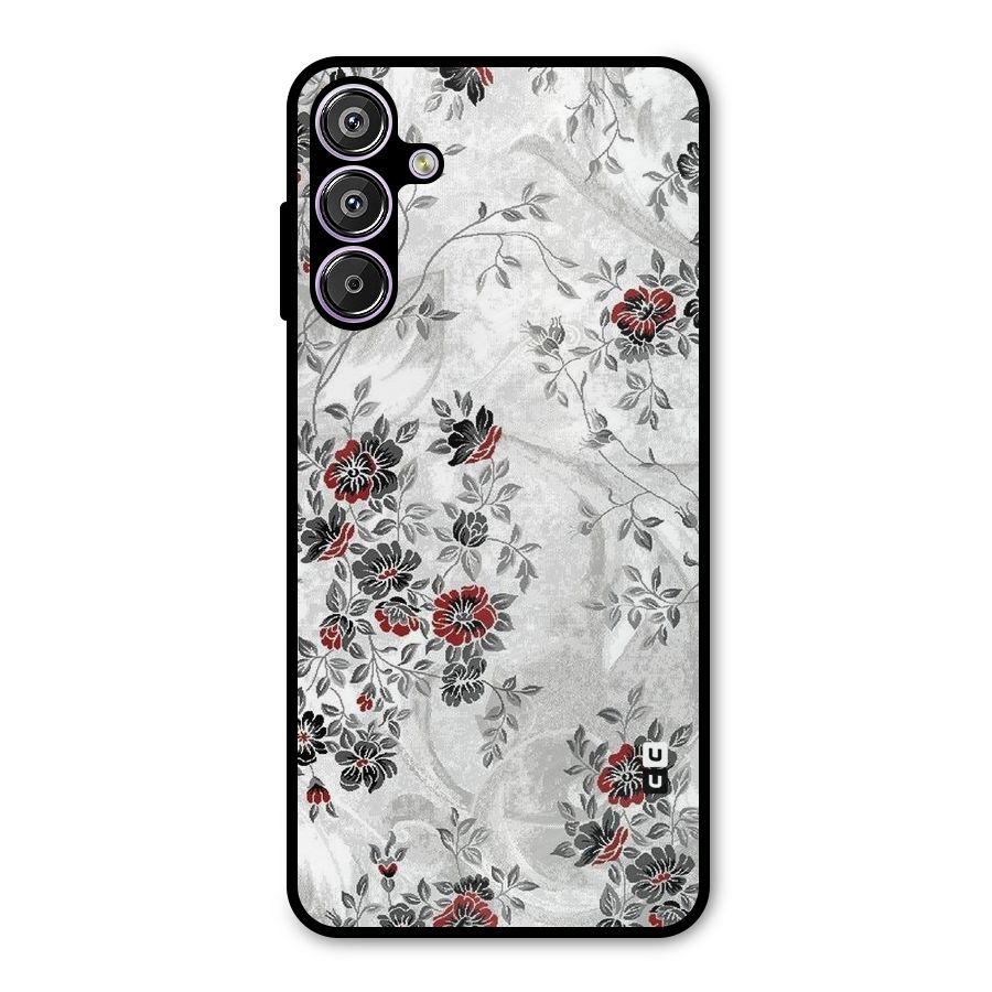Pleasing Grey Floral Metal Back Case for Galaxy M15