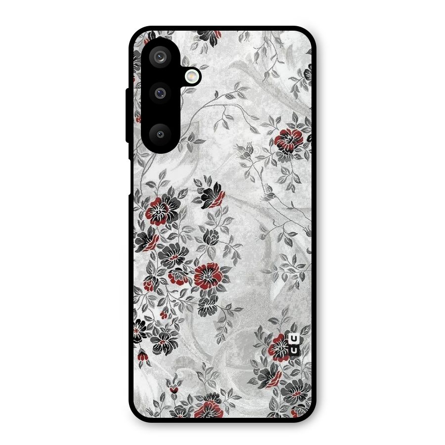 Pleasing Grey Floral Metal Back Case for Galaxy M16