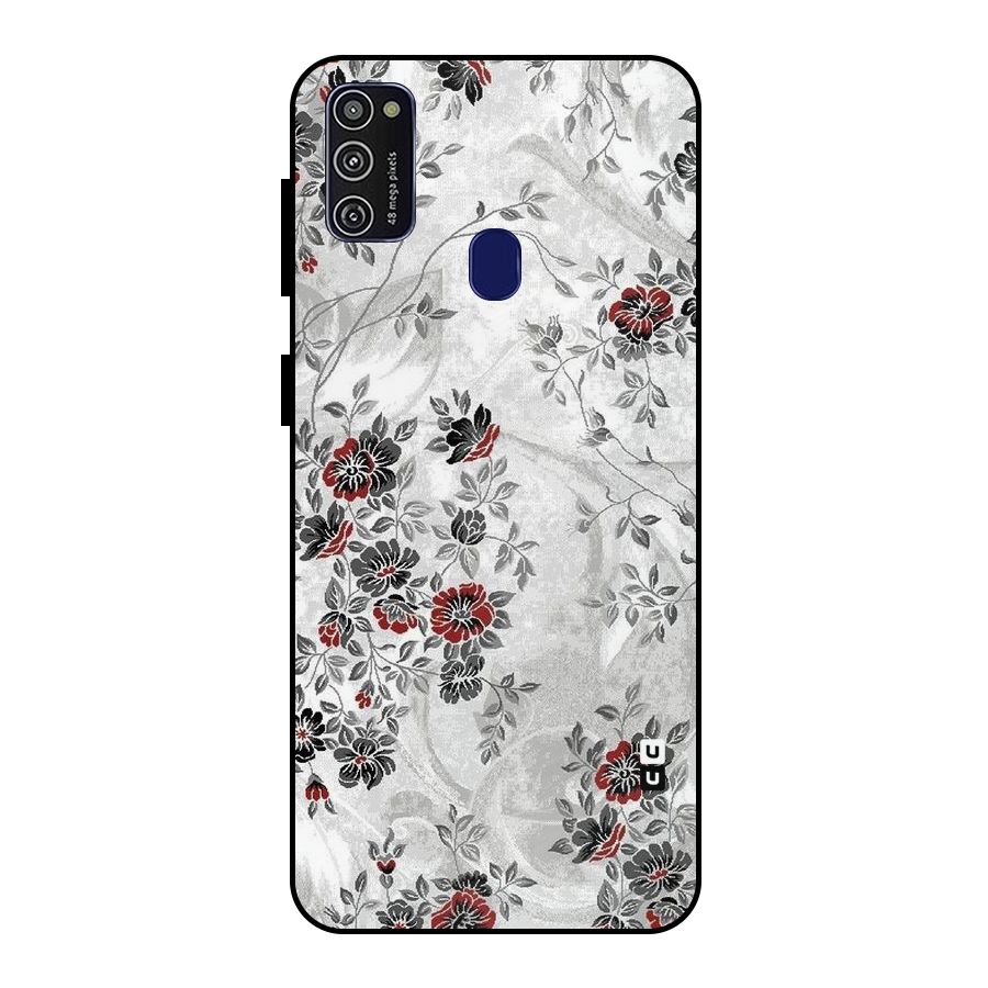 Pleasing Grey Floral Metal Back Case for Galaxy M21