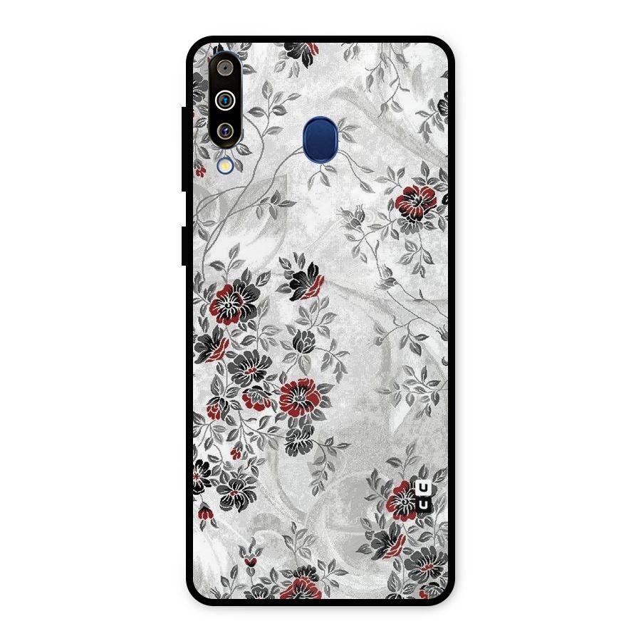 Pleasing Grey Floral Metal Back Case for Galaxy M30