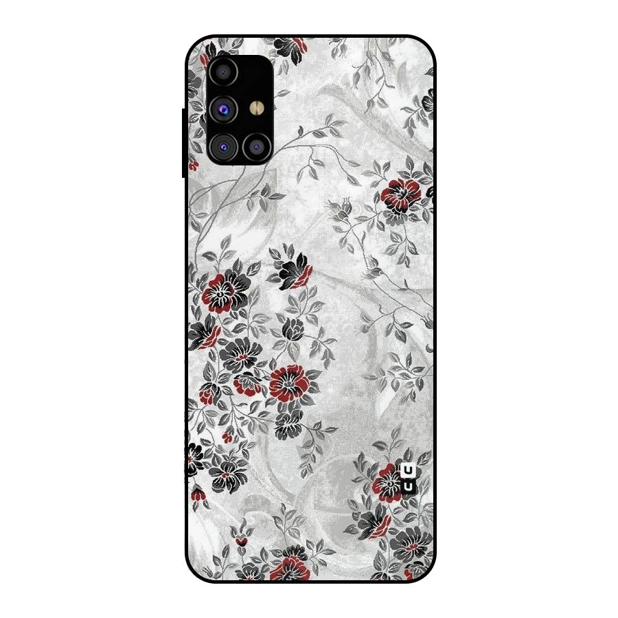 Pleasing Grey Floral Metal Back Case for Galaxy M31s