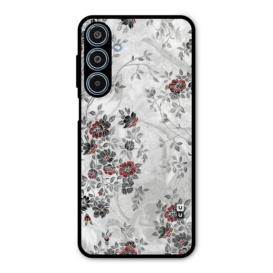 Pleasing Grey Floral Metal Back Case for Galaxy M35