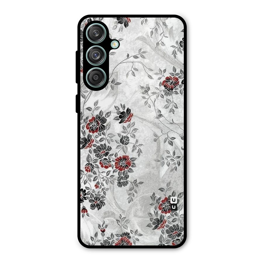 Pleasing Grey Floral Metal Back Case for Galaxy M55 5G