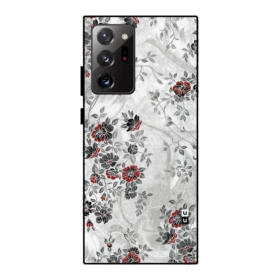 Pleasing Grey Floral Metal Back Case for Galaxy Note 20 Ultra