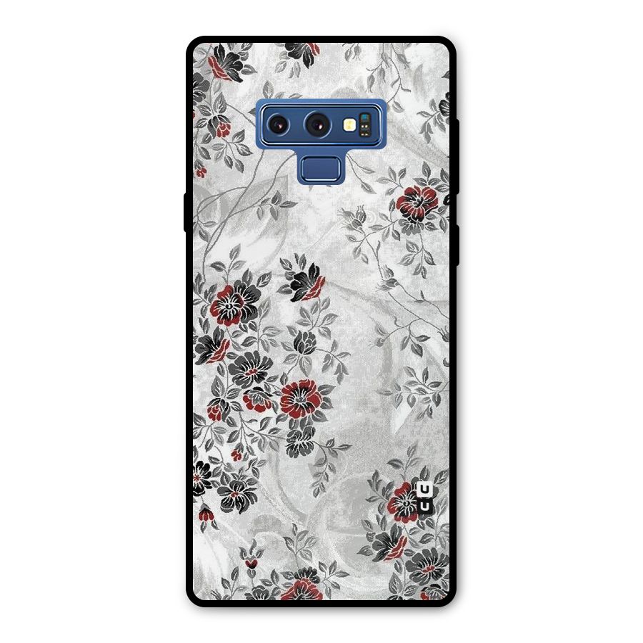 Pleasing Grey Floral Metal Back Case for Galaxy Note 9