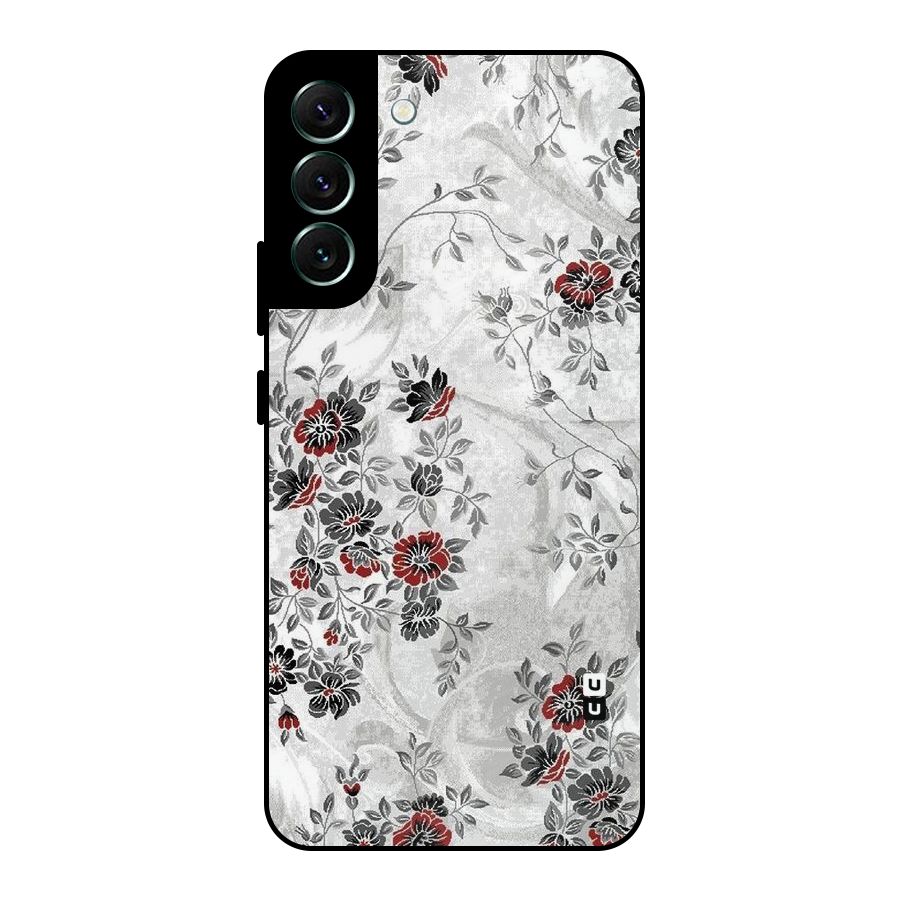 Pleasing Grey Floral Metal Back Case for Galaxy S22 Plus 5G