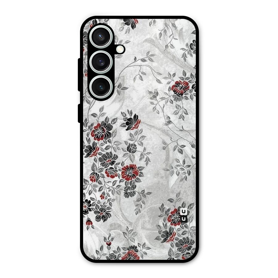 Pleasing Grey Floral Metal Back Case for Galaxy S23 FE