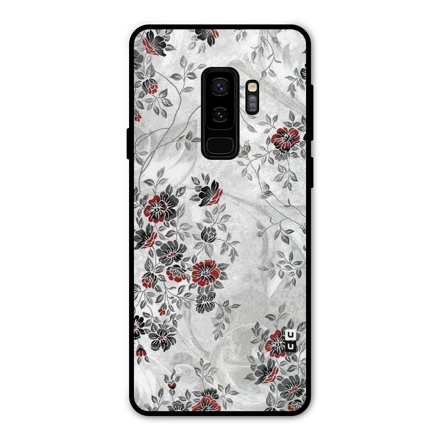 Pleasing Grey Floral Metal Back Case for Galaxy S9 Plus