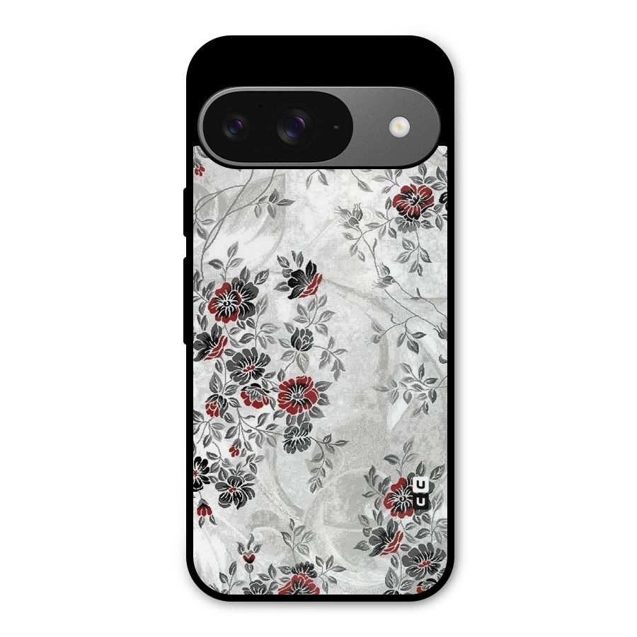 Pleasing Grey Floral Metal Back Case for Google Pixel 9