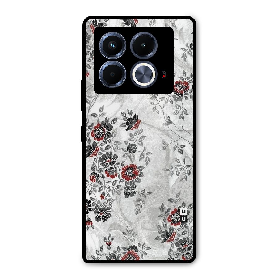 Pleasing Grey Floral Metal Back Case for Infinix Note 40 5G