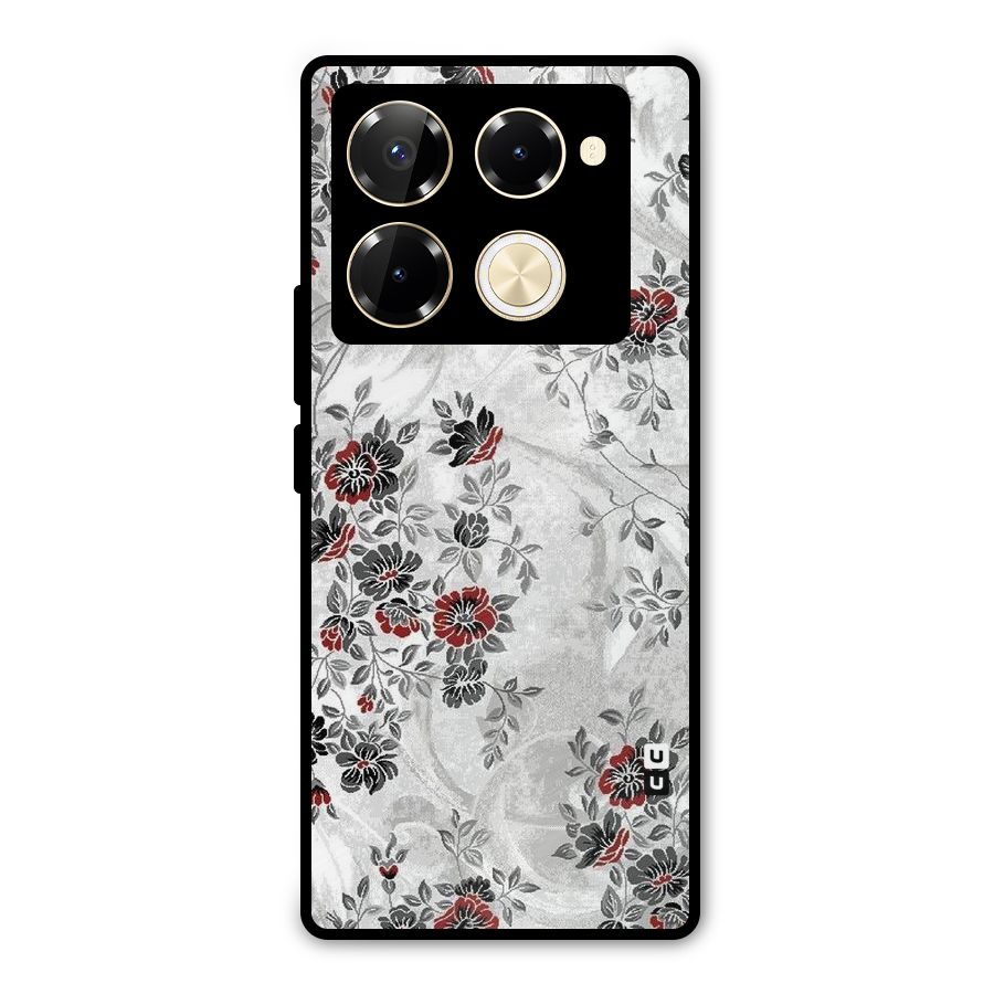 Pleasing Grey Floral Metal Back Case for Infinix Note 40 Pro