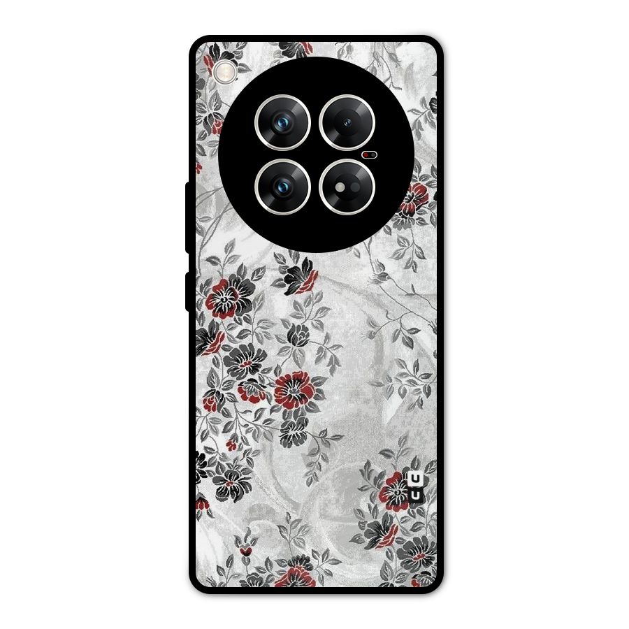 Pleasing Grey Floral Metal Back Case for Infinix Zero 40 5G