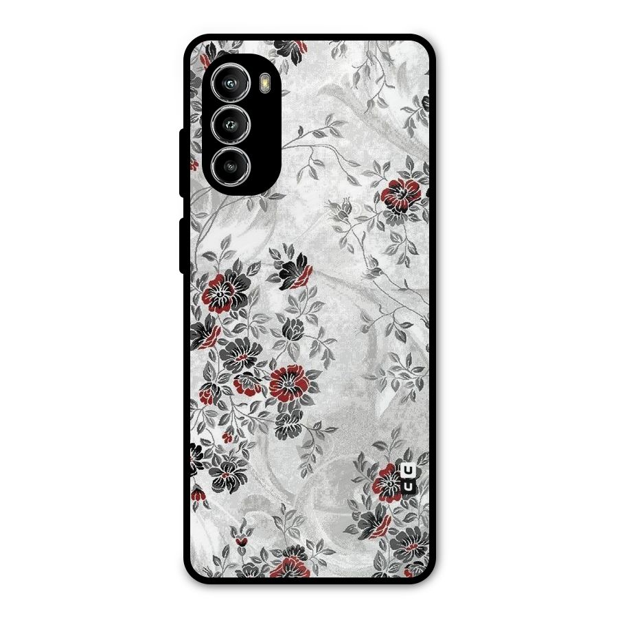 Pleasing Grey Floral Metal Back Case for Moto G52