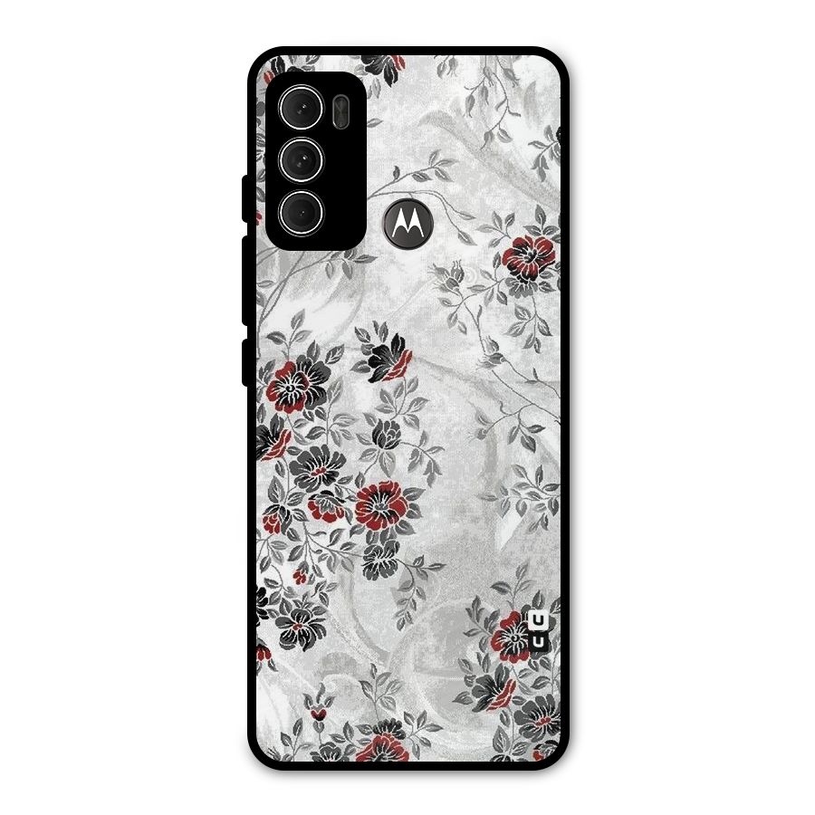 Pleasing Grey Floral Metal Back Case for Moto G60