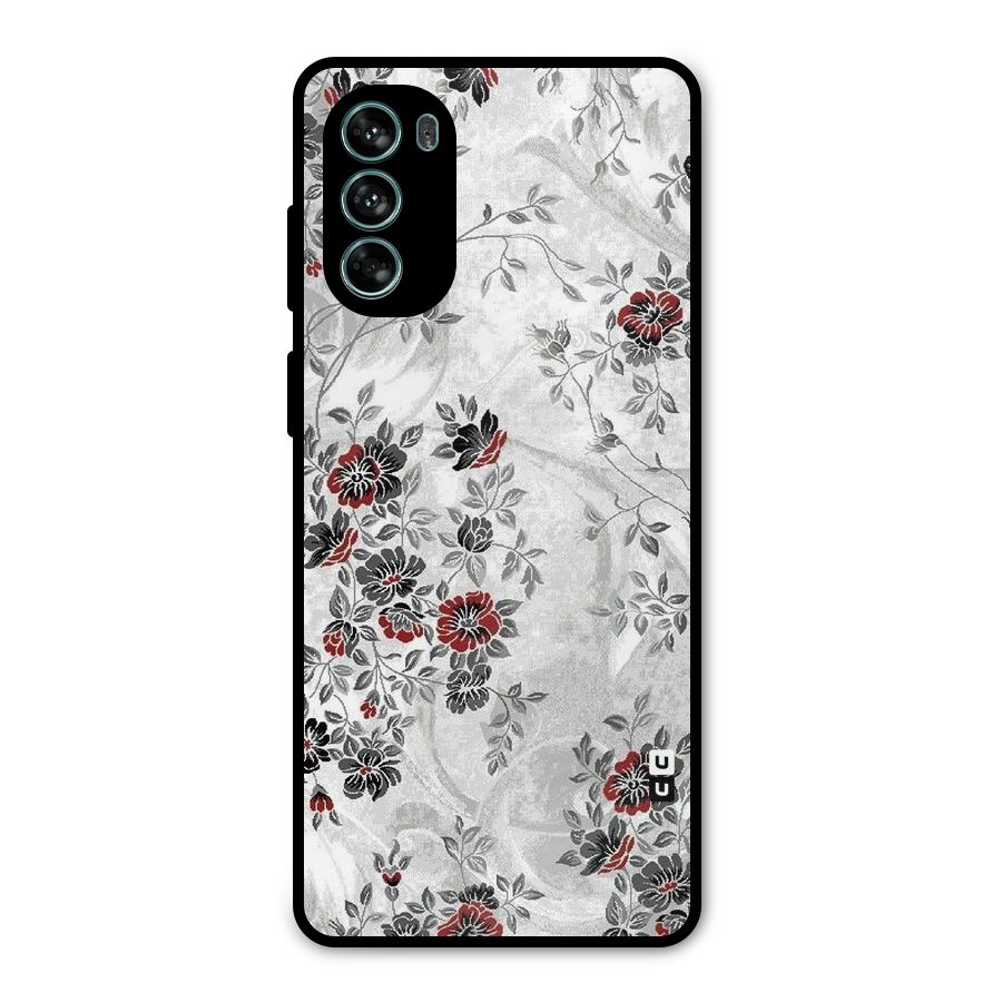 Pleasing Grey Floral Metal Back Case for Moto G62