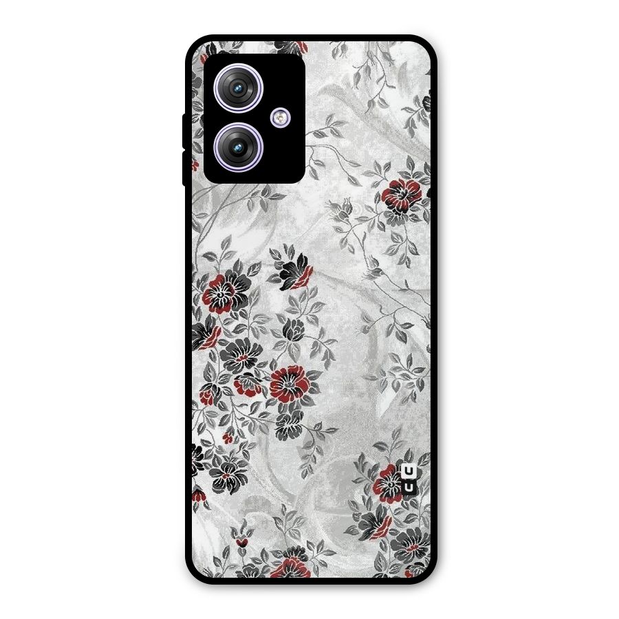 Pleasing Grey Floral Metal Back Case for Moto G64