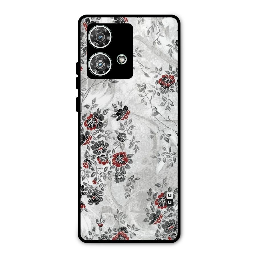 Pleasing Grey Floral Metal Back Case for Motorola Edge 40 Neo