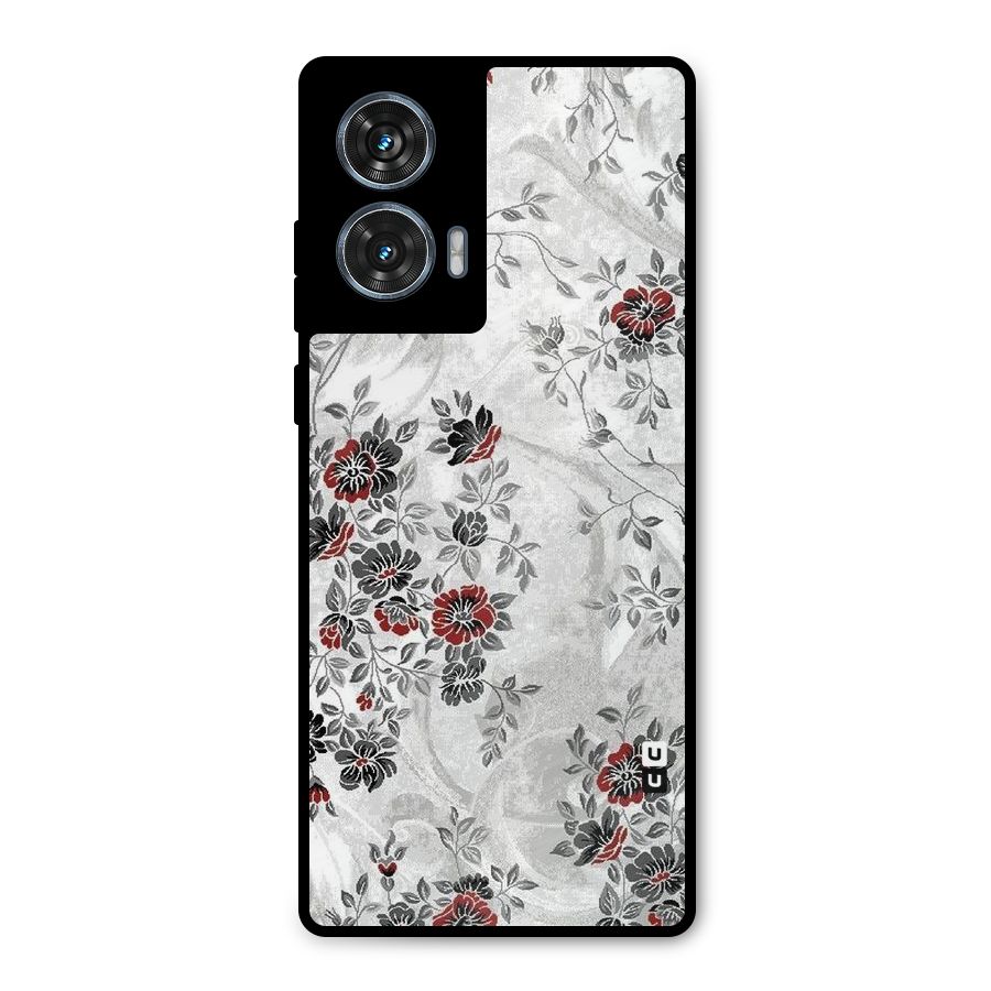 Pleasing Grey Floral Metal Back Case for Motorola Edge 50 Fusion