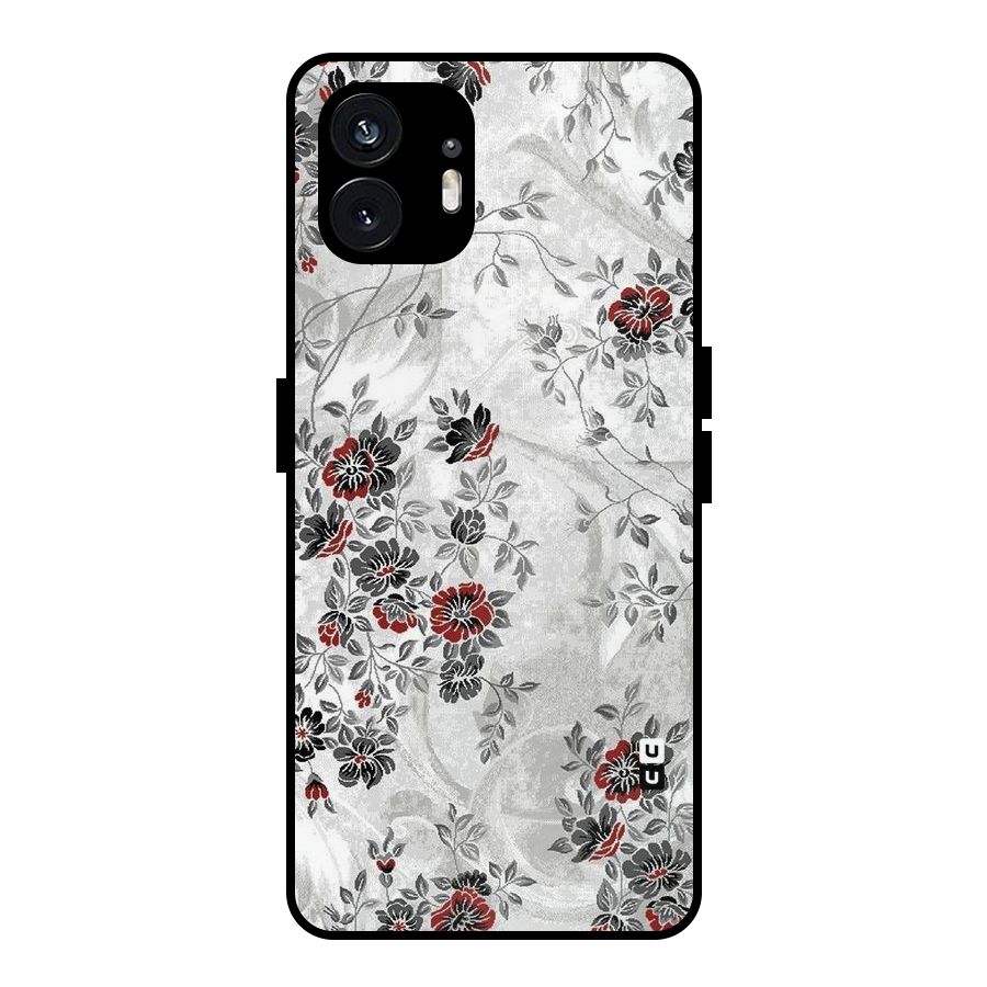 Pleasing Grey Floral Metal Back Case for Nothing Phone 2