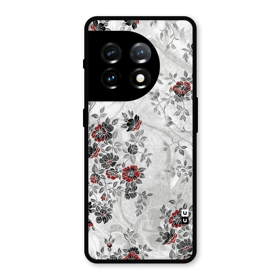 Pleasing Grey Floral Metal Back Case for OnePlus 11
