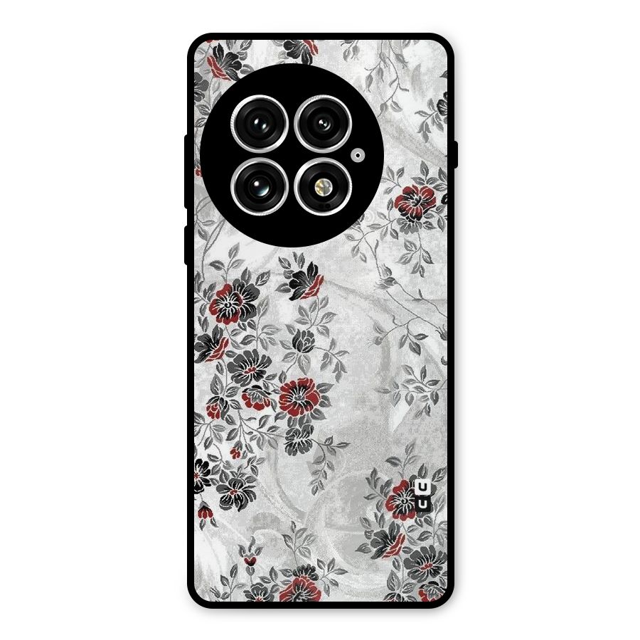 Pleasing Grey Floral Metal Back Case for OnePlus 13