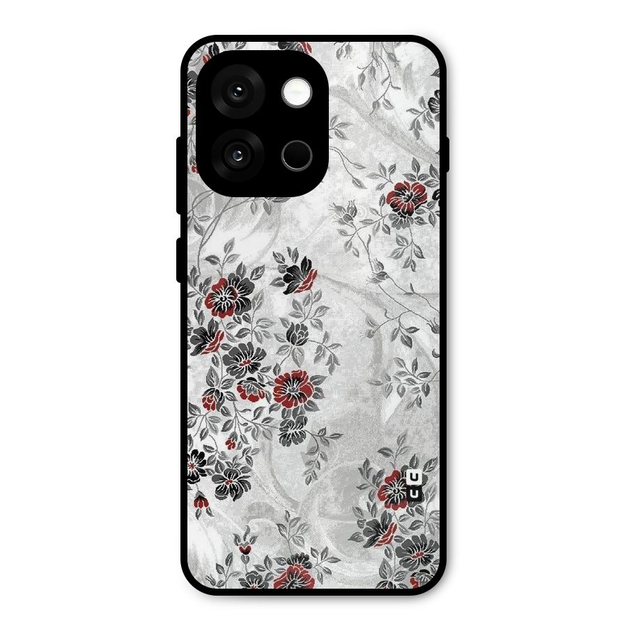 Pleasing Grey Floral Metal Back Case for OnePlus 13s