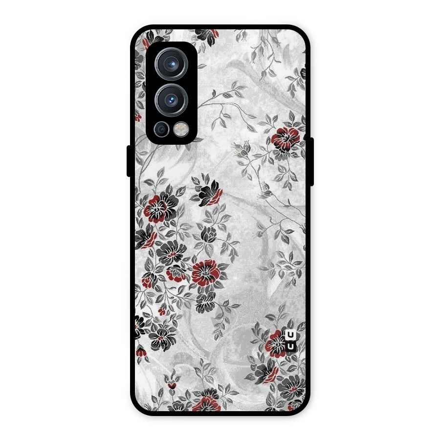 Pleasing Grey Floral Metal Back Case for OnePlus Nord 2 5G