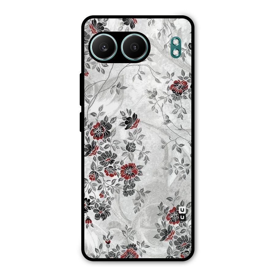 Pleasing Grey Floral Metal Back Case for OnePlus Nord 4