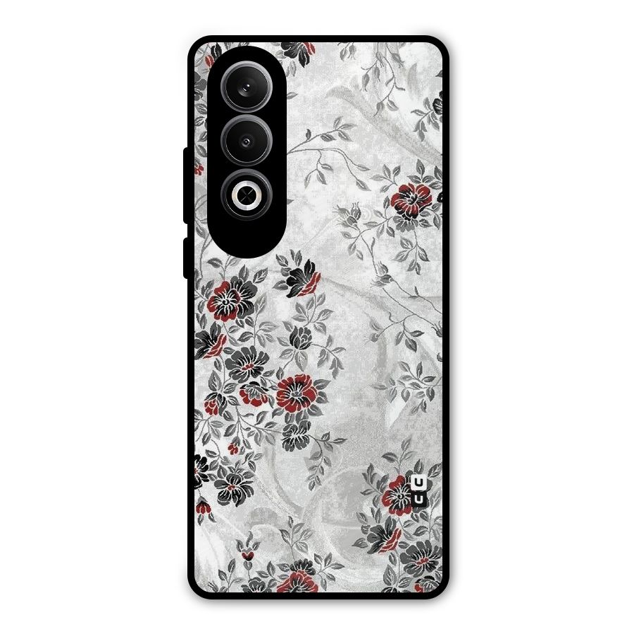 Pleasing Grey Floral Metal Back Case for OnePlus Nord CE4