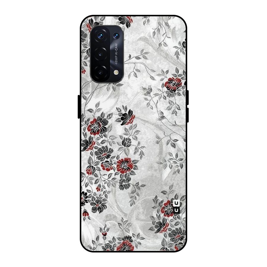 Pleasing Grey Floral Metal Back Case for Oppo A74 5G