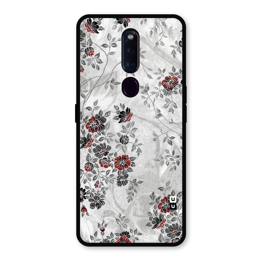 Pleasing Grey Floral Metal Back Case for Oppo F11 Pro
