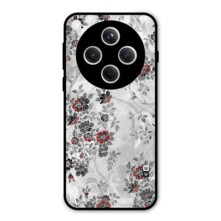 Pleasing Grey Floral Metal Back Case for Oppo Find X8