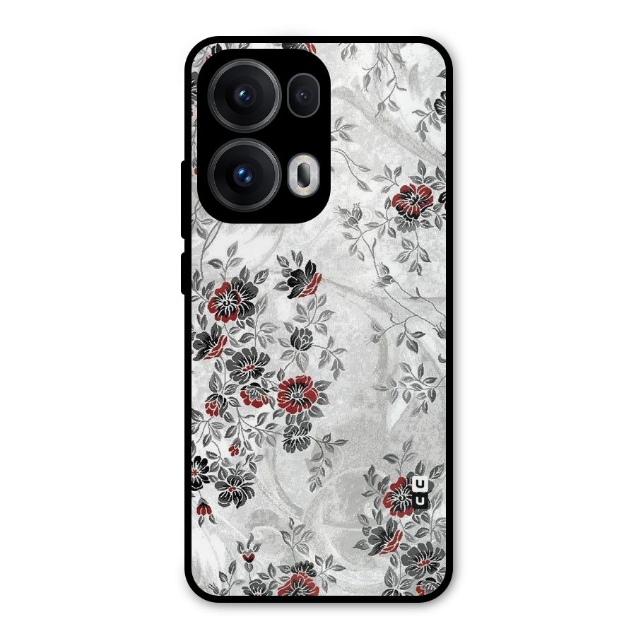 Pleasing Grey Floral Metal Back Case for Oppo Reno13 Pro